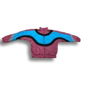 VTG USA Olympic Retro JCPenney Full Zip Band Collar Lined Windbreaker L Y2K.